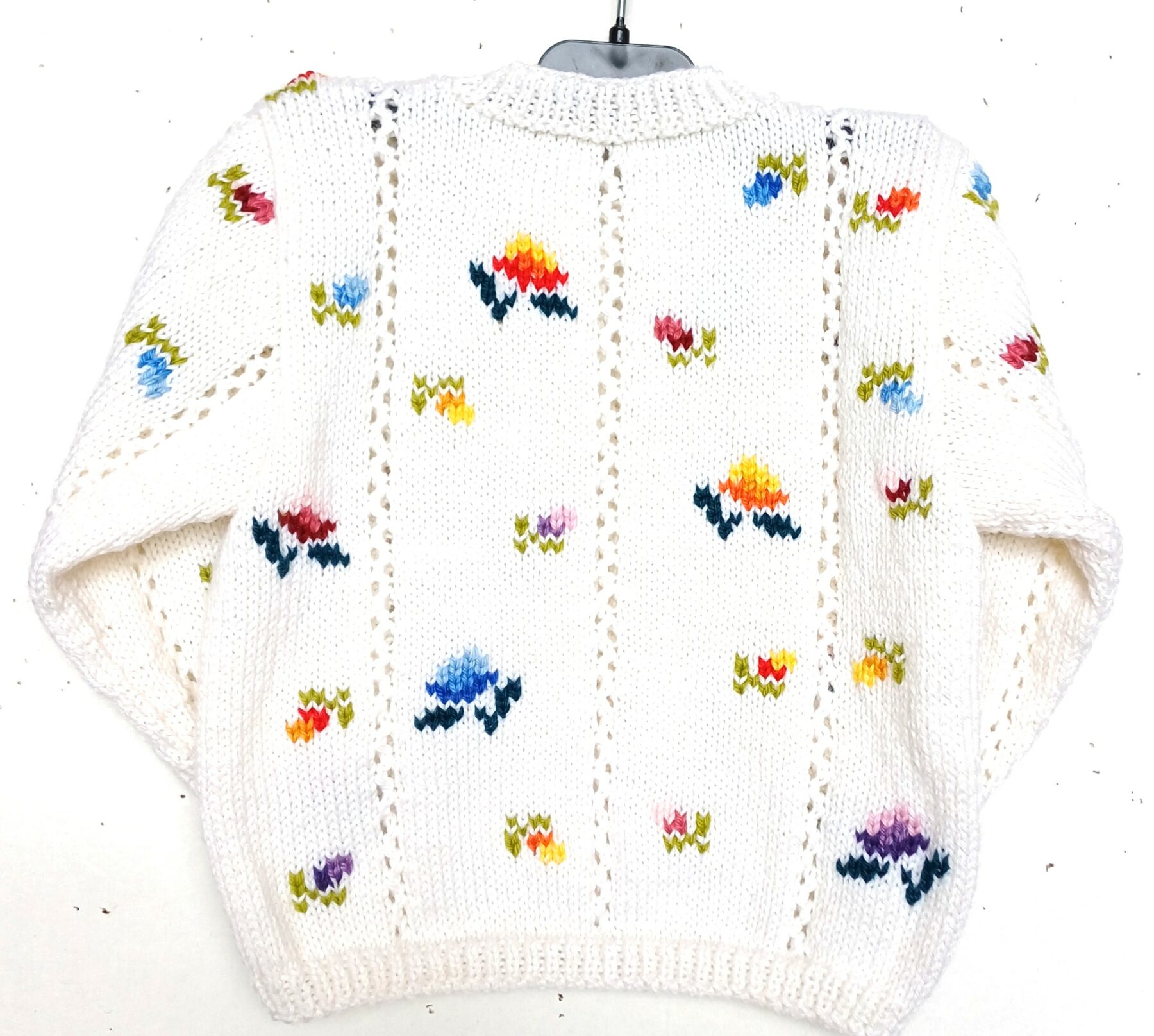 Gilet blanc pour bébé, brodé de fleurs multicolores, taille 1 an – Image 2