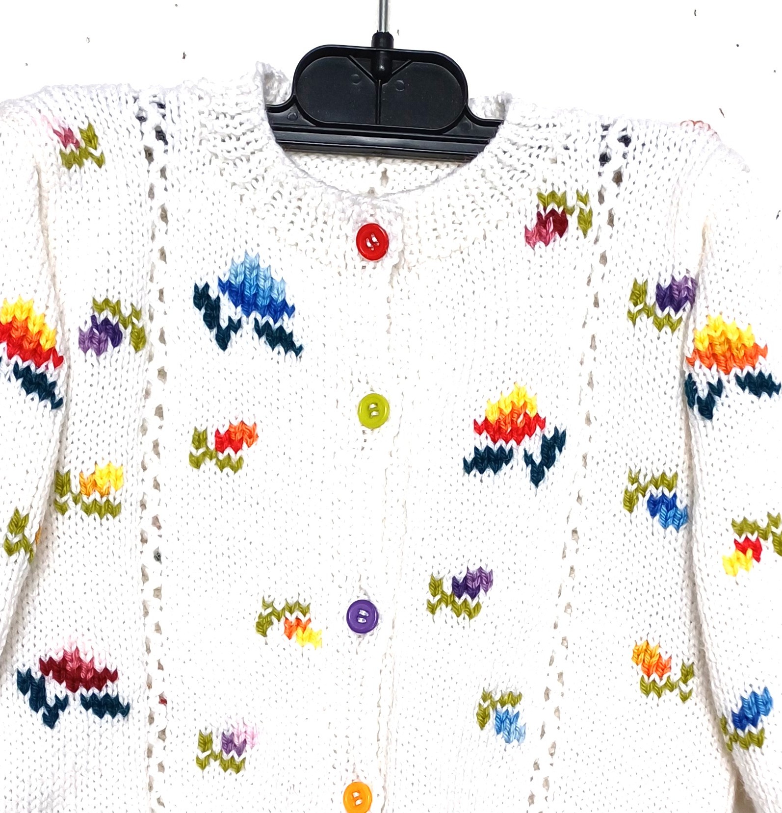 Gilet blanc pour bébé, brodé de fleurs multicolores, taille 1 an – Image 3