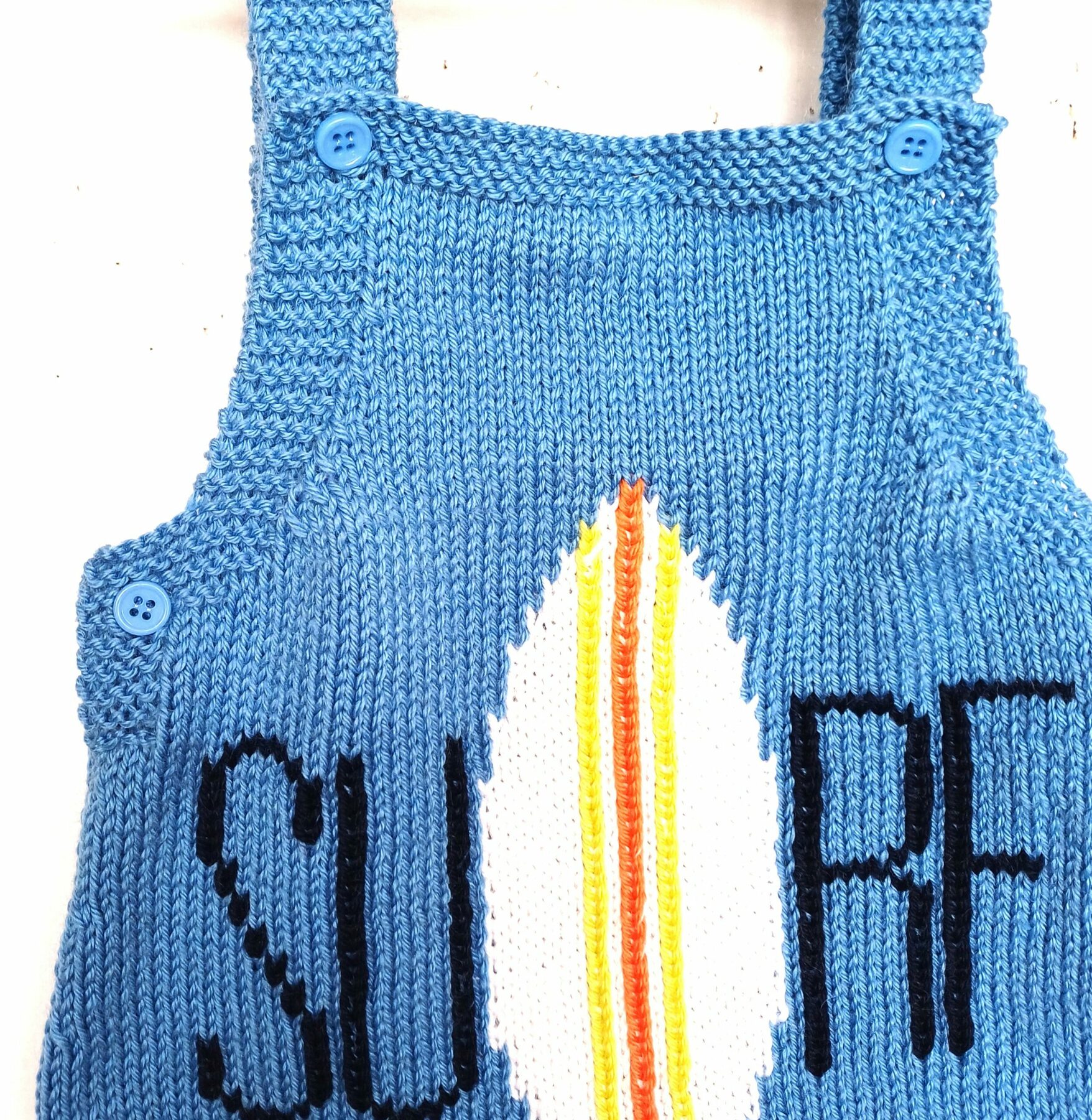 Salopette tricot pour bébé 3/6 mois, motif "SURF" – Image 3