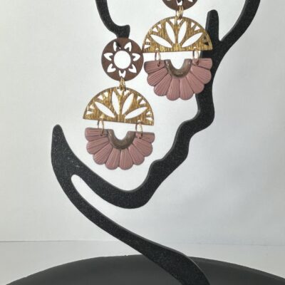 Boucles d’oreilles « Les Solaires » en pâte polymère taupe