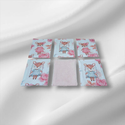 6 Débarbouillettes, grandes lingettes, enfant et bébé coton doublé bambou toute douce