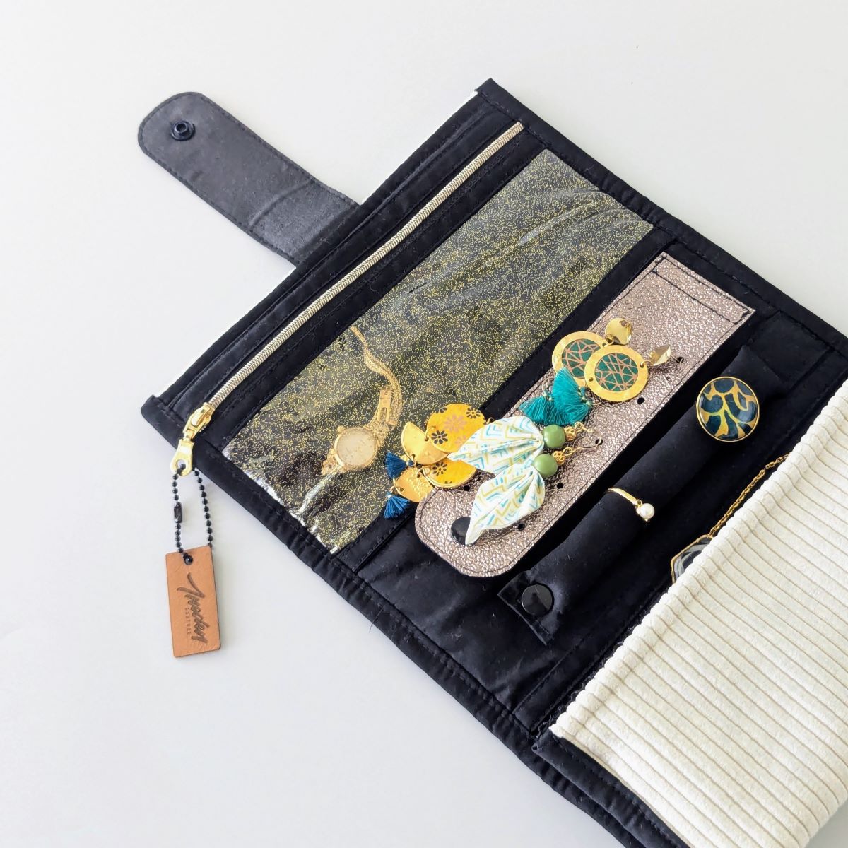 Pochette à bijoux de voyage — Velours côtelé écru – Image 4