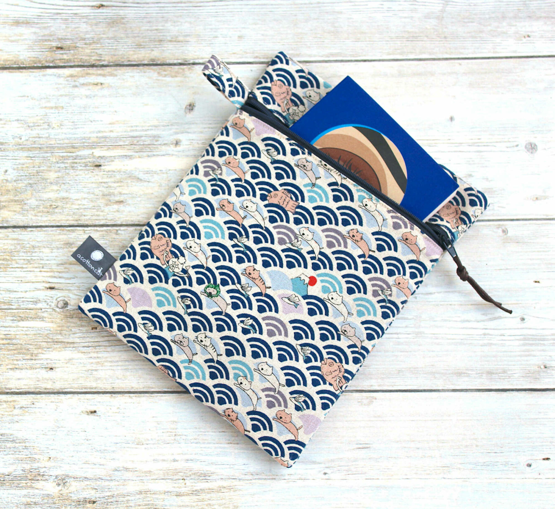 Pochette japonaise zippee, pochette livre, étui billets avion passeport , accessoire japonais – Image 2