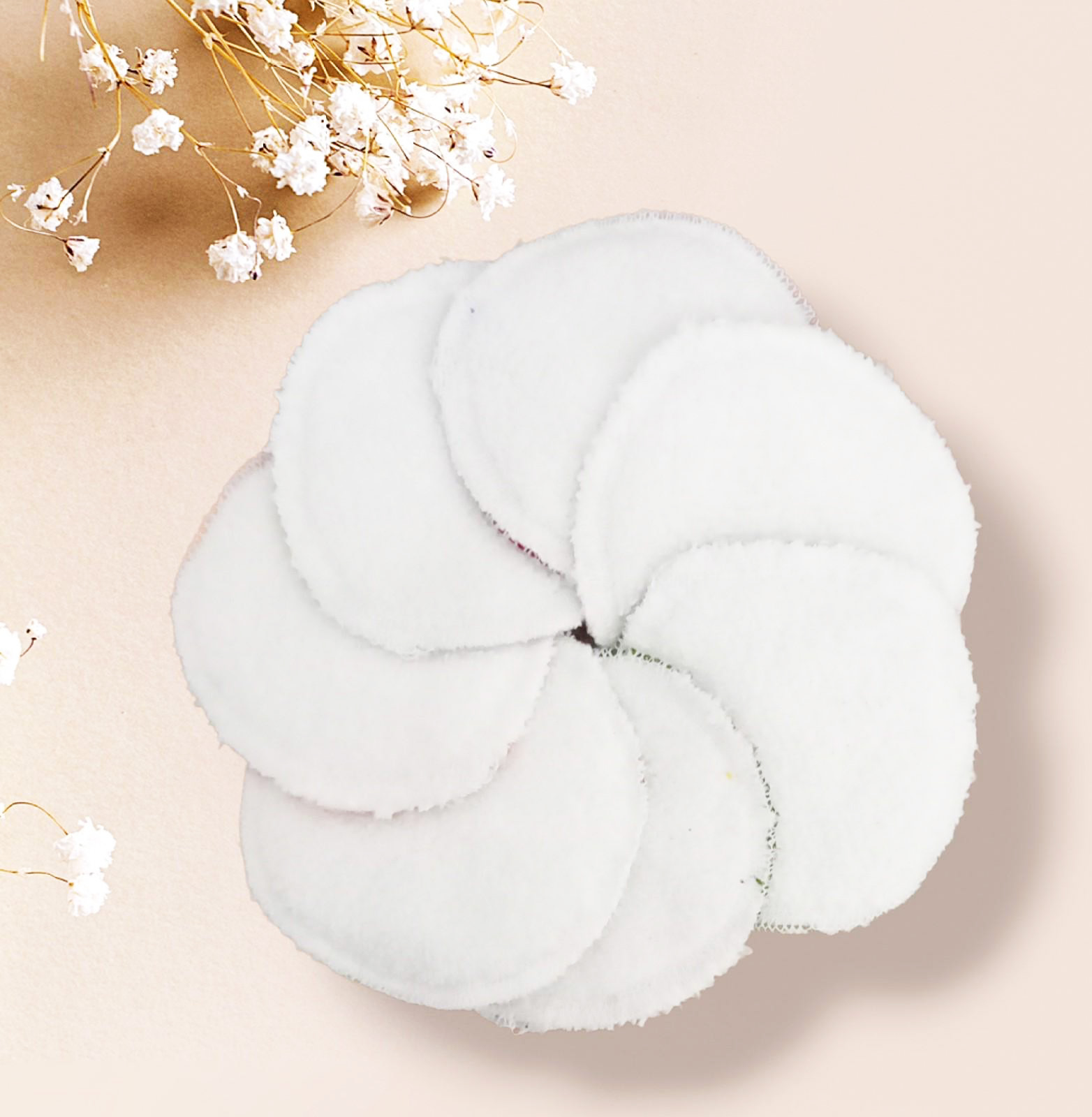 Disques démaquillants lavables - FLEURS DES CHAMPS - (lot de 7) - Lingettes démaquillantes lavables et réutilisables - Tampons démaquillants lavables et réutilisables