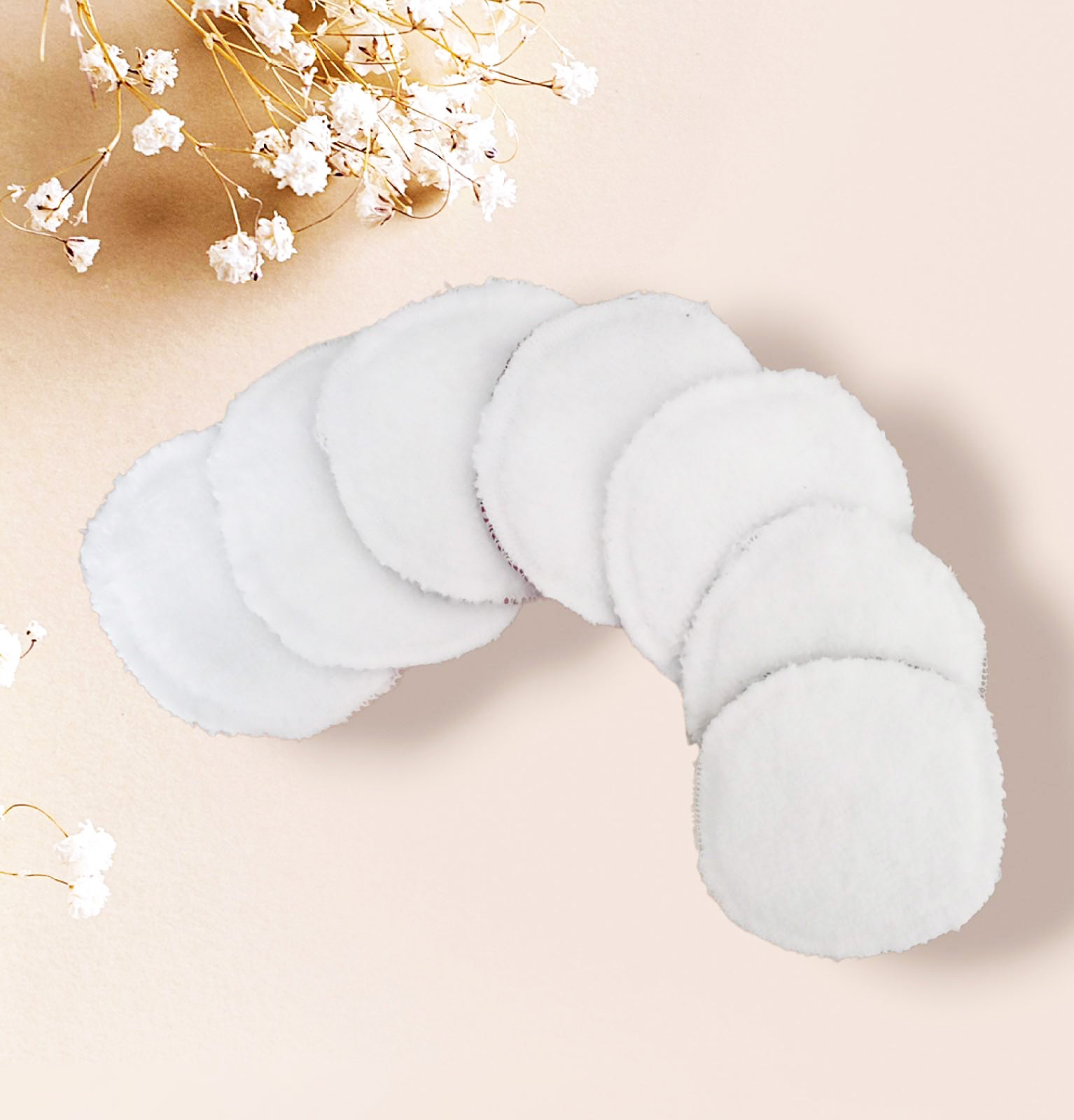 Disques démaquillants lavables - FLEURS DES CHAMPS - (lot de 7) - Lingettes démaquillantes lavables et réutilisables - Tampons démaquillants lavables et réutilisables
