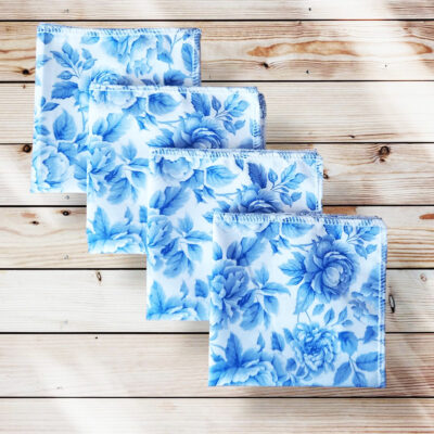 Mouchoirs en coton lavables et réutilisables BRIDGERTON COBALT (25 x 25 cm) Mouchoir alternatif et durable - Hanckies