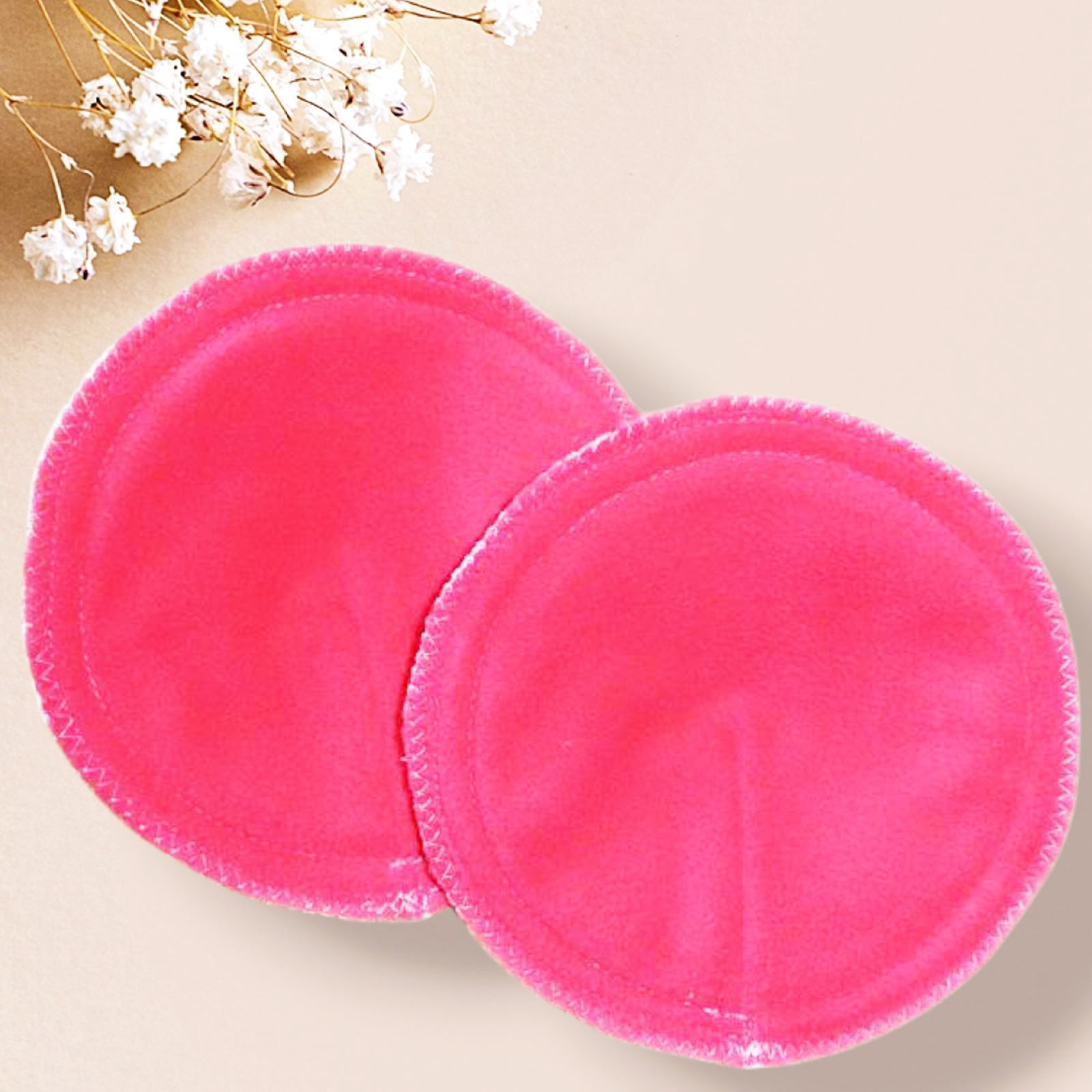 Compresses d'allaitement lavables et réutilisables absorbantes douces et étanches - ROSE DRAGEE - Coussinets mammaires lavables en micro-polaire - Coussinets de maternité écologiques