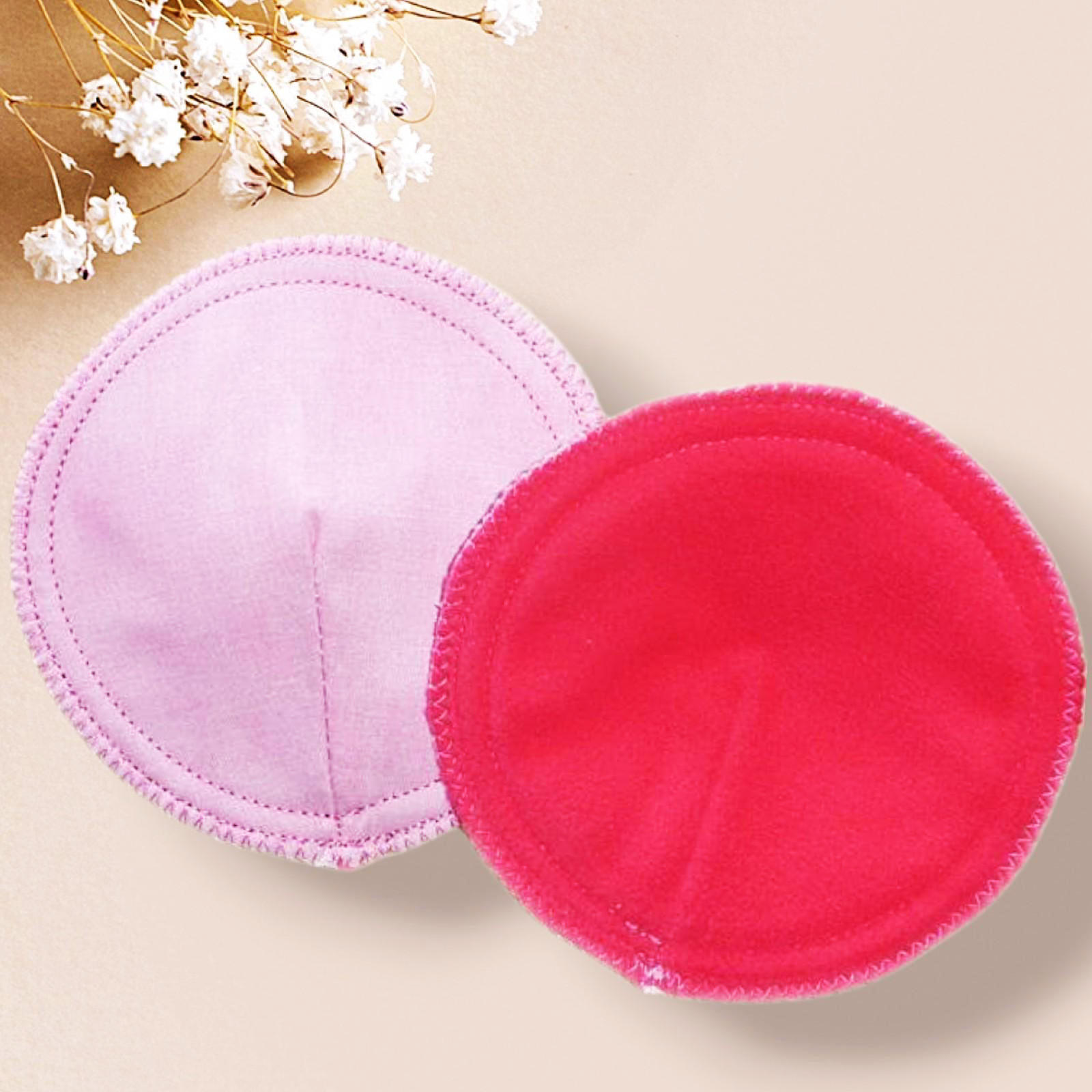 Compresses d'allaitement lavables et réutilisables absorbantes douces et étanches - ROSE DRAGEE - Coussinets mammaires lavables en micro-polaire - Coussinets de maternité écologiques