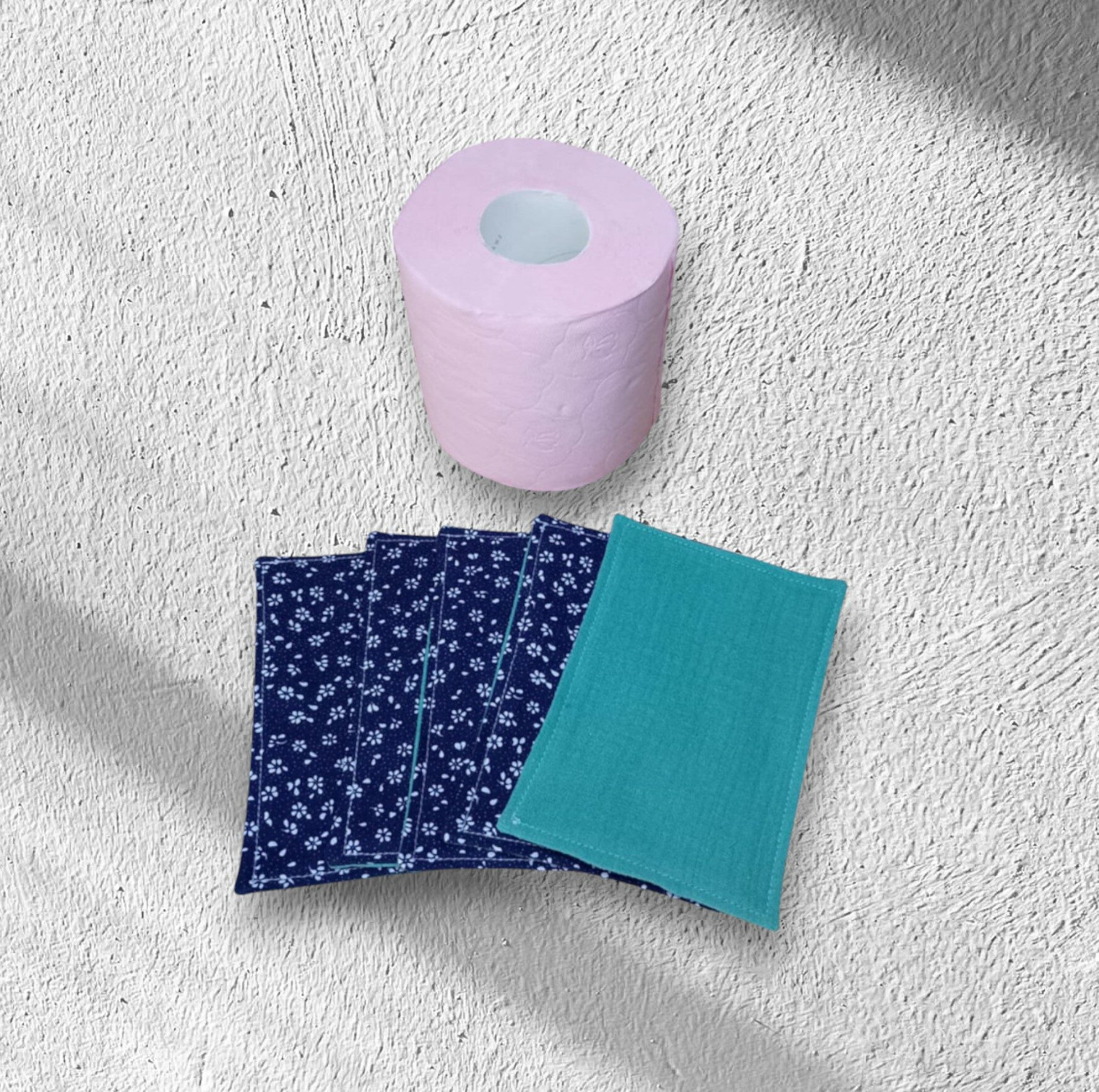 papier toilette lavable, réutilisable en lot de 5 feuilles coton /double gaze de coton modèle au choix – Image 3