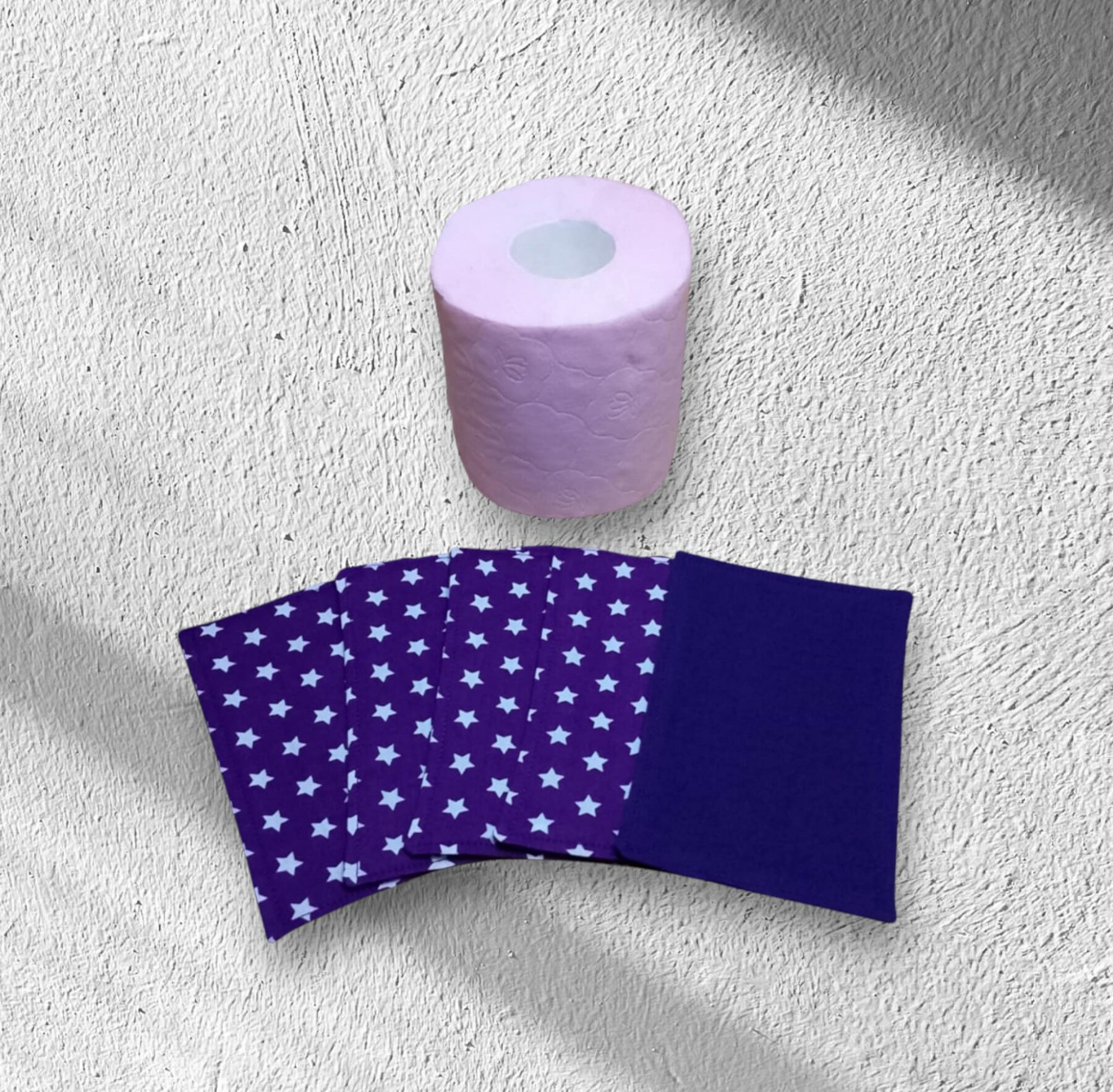 papier toilette lavable, réutilisable en lot de 5 feuilles coton /double gaze de coton modèle au choix – Image 5