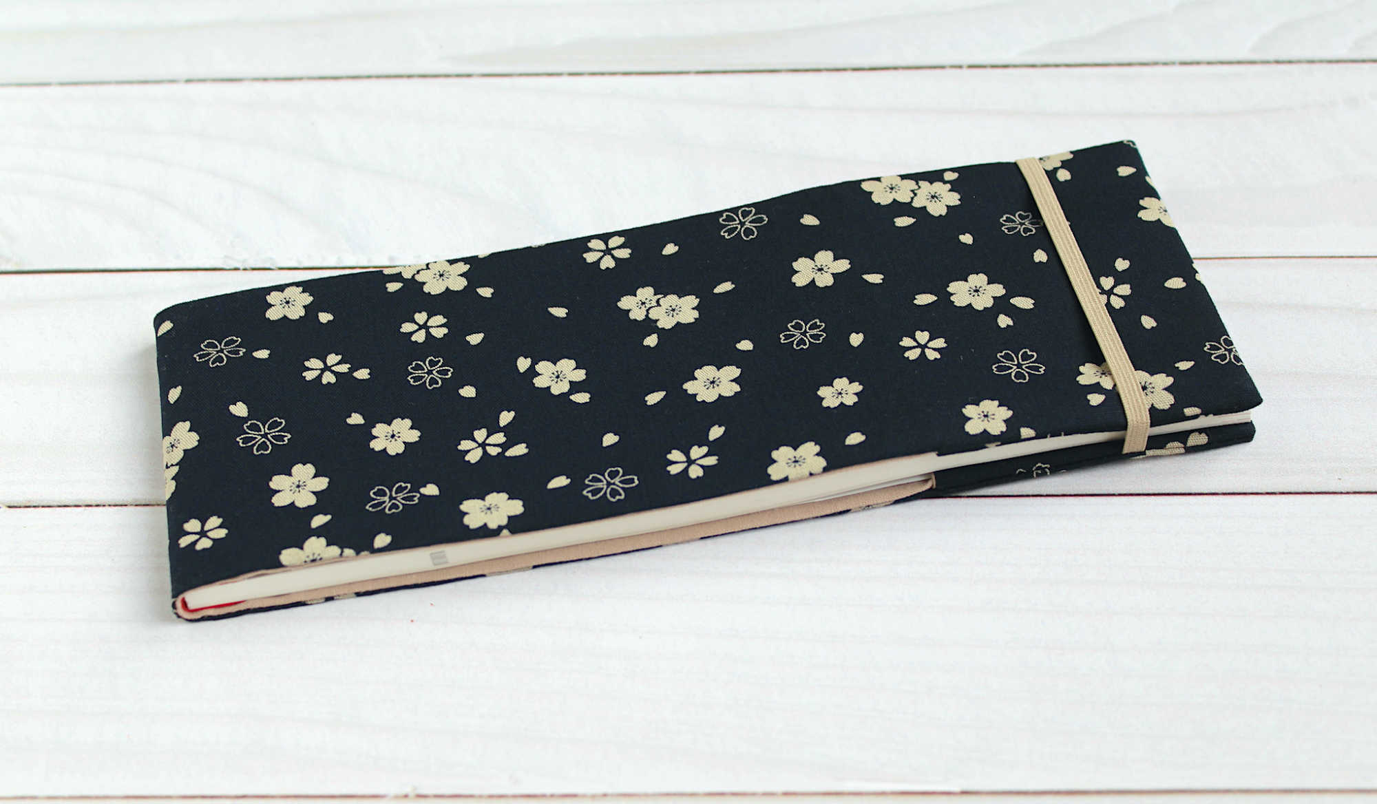 porte chequier long tissu japon fleurs