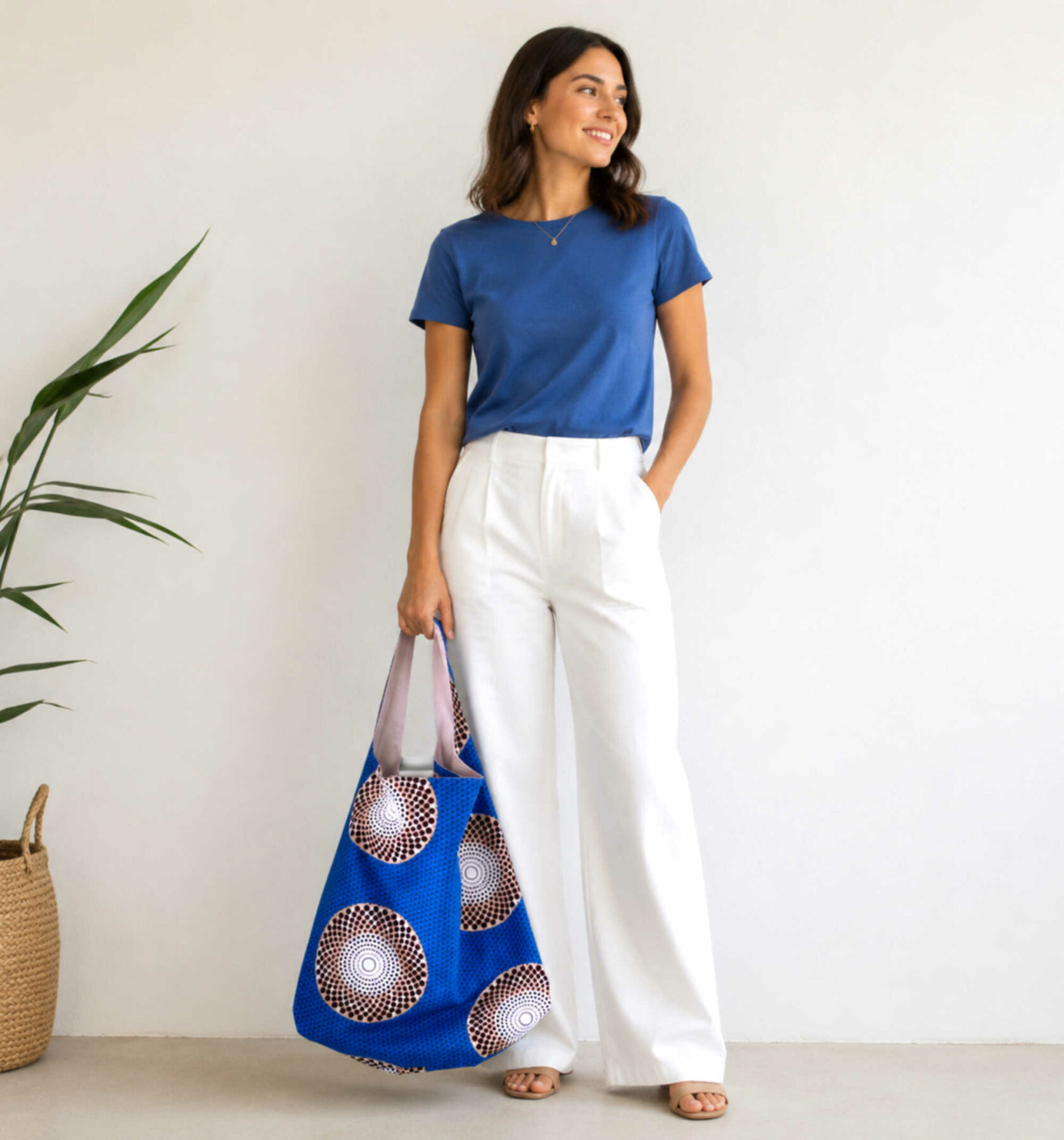 sac boho une anse wax bleu et marron