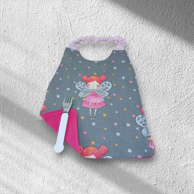 Serviette de table enfant, bavoir maternelle, doublé de coton double gaze