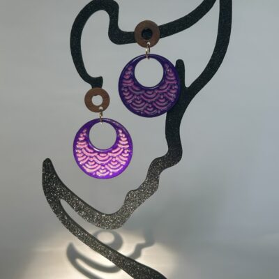 Boucles d’oreilles « Lune Océane » en pâte polymère violette