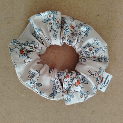 Chouchou "marguerites" en coton, fabrication artisanale.