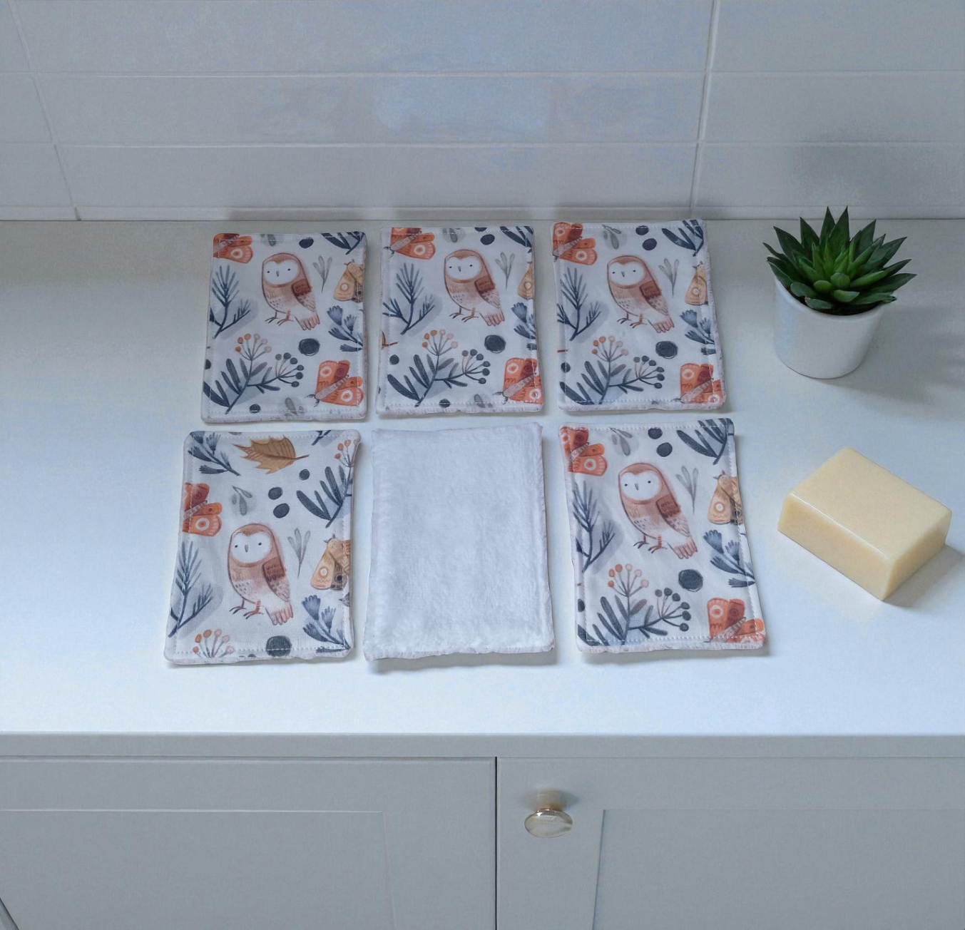 6 Débarbouillettes, grandes lingettes, enfant et bébé coton doublé bambou toute douce – Image 6