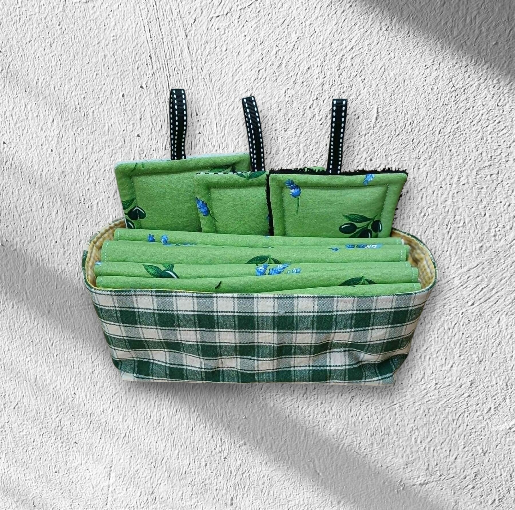 Panière de 6 feuilles d'essuie tout et 3 éponges lavables 100 % coton, – Image 4