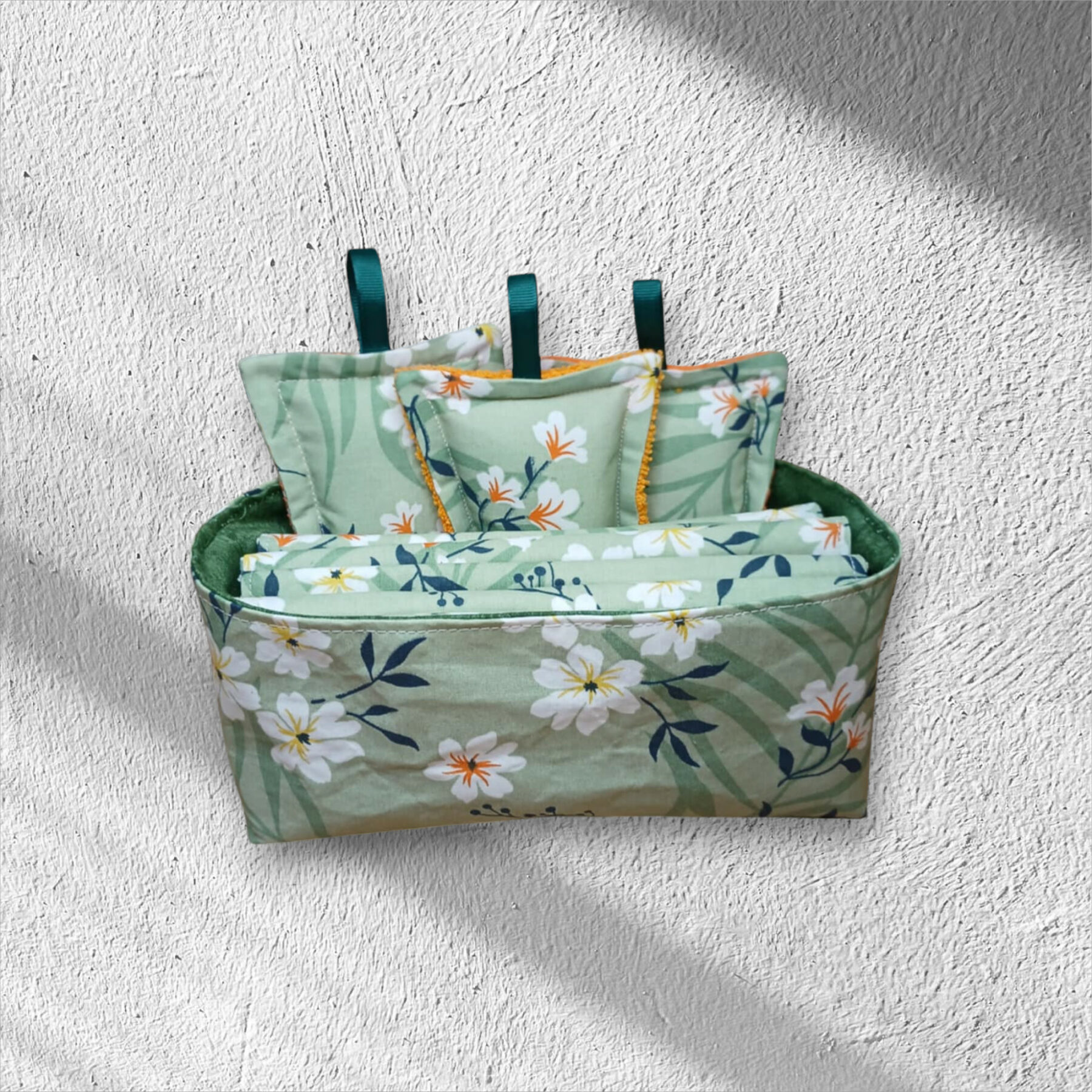 Panière de 6 feuilles d'essuie tout et 3 éponges lavables 100 % coton,