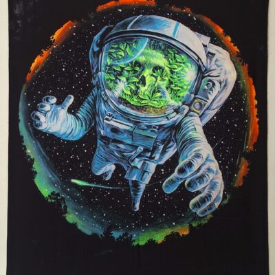 Tenture fluorescente astronaute écosystème gabardine 75x85cm