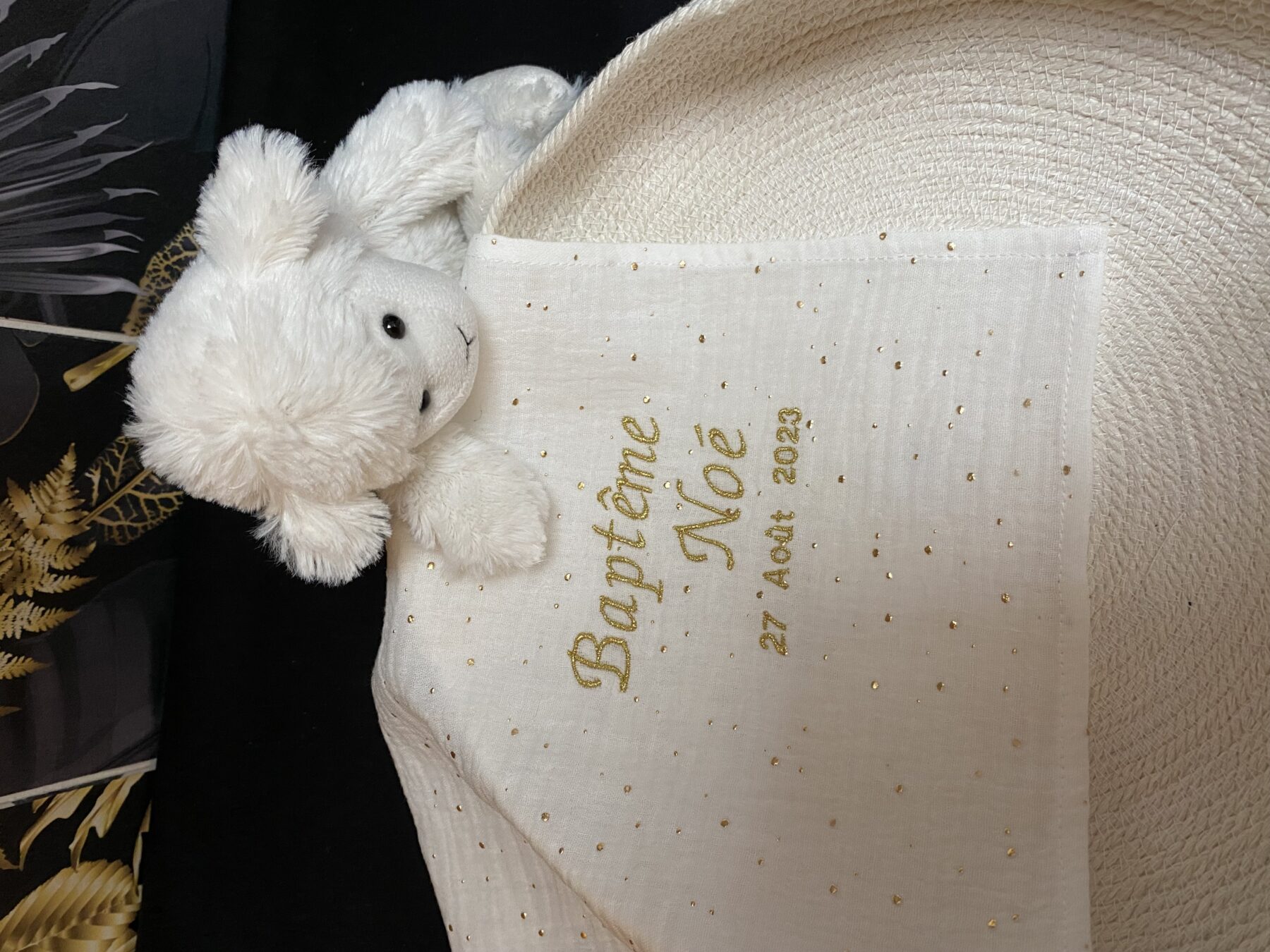 Lange bébé personnalisé en double gaze de coton – Prénom ou initiale brodée – Image 5