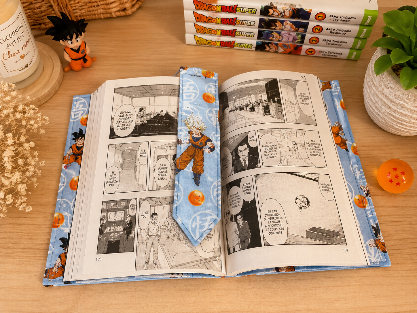 Protège manga en tissu avec marque-page intégré – Ouverture japonaise – Image 3