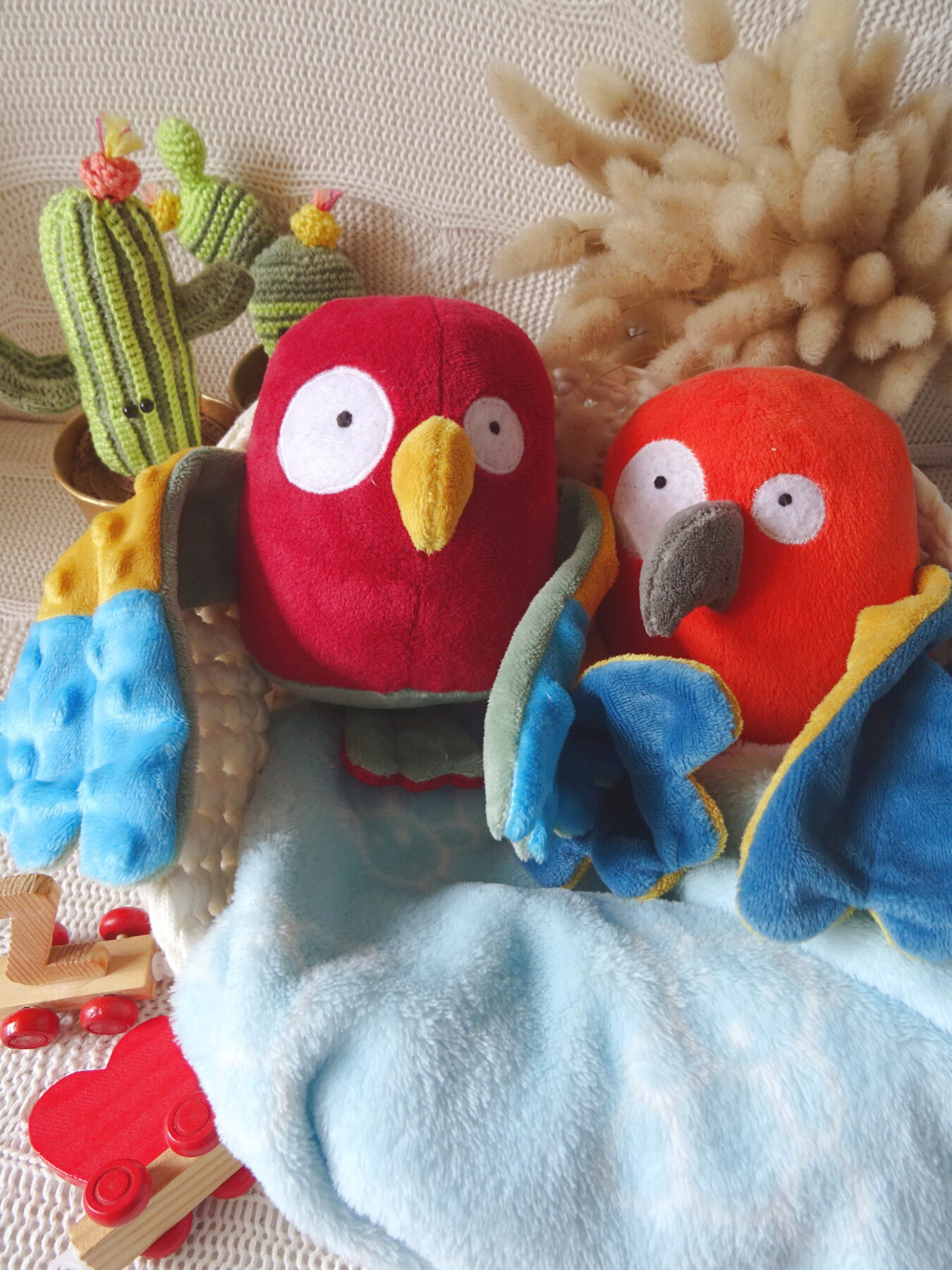 doudou oiseau piouf perroquet personnalisable