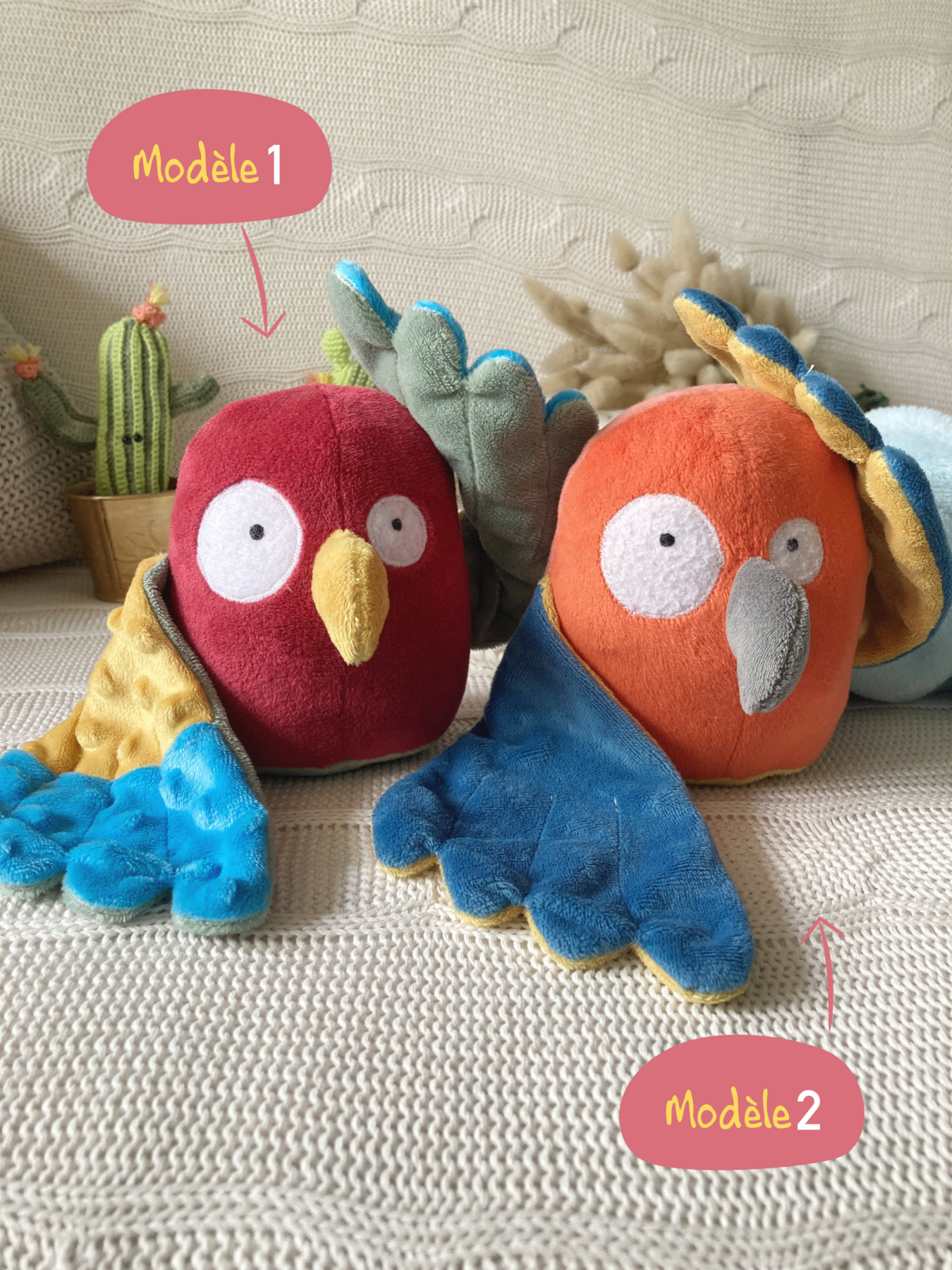 doudou oiseau piouf perroquet personnalisable
