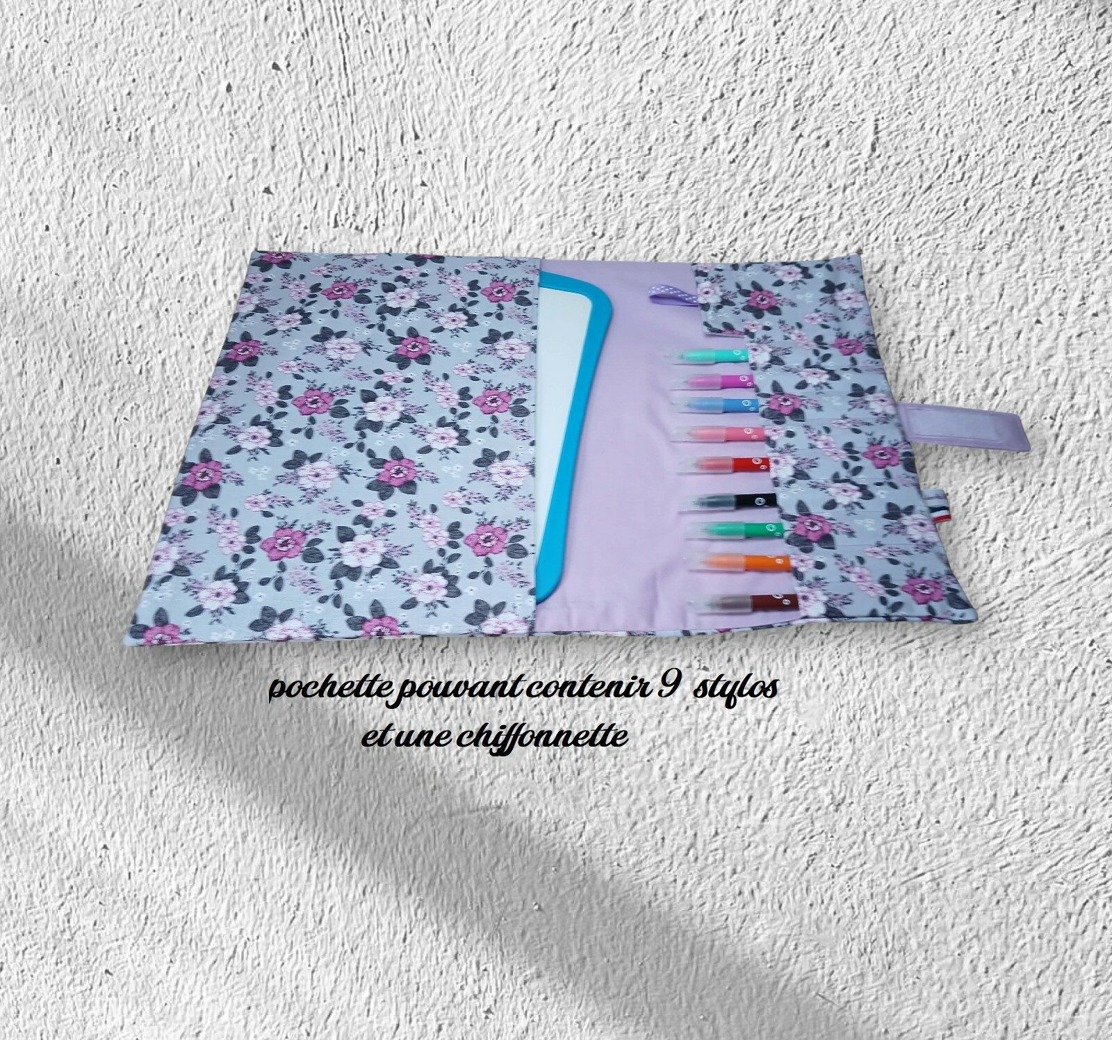 pochette range ardoise, effaceur offert, modèle pour 9 feutres – Image 3