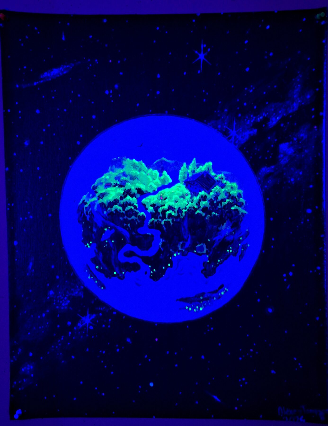 Tapisserie murale UV fluorescente minuscule planète – Image 2