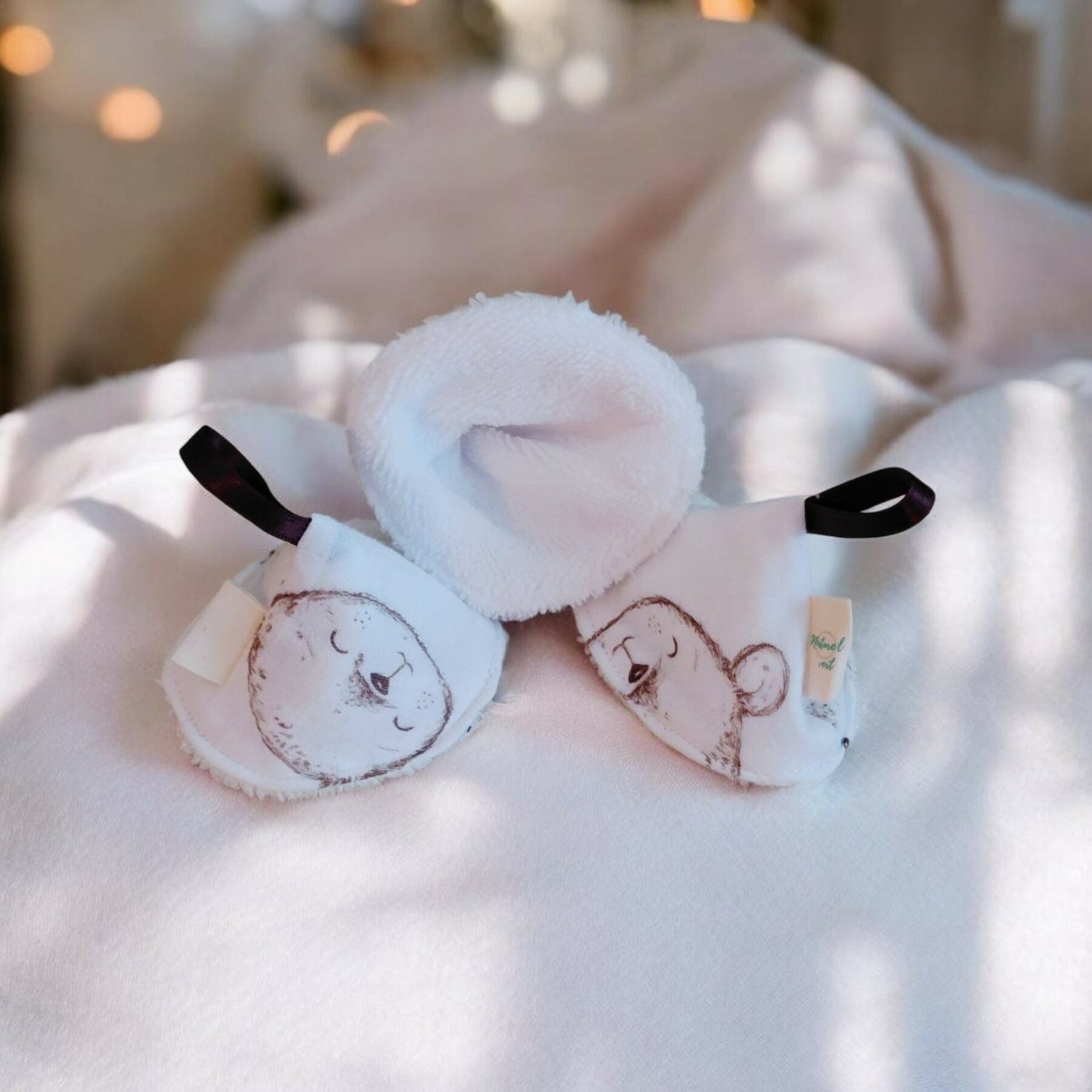 Lot de 3 tipis à pipi bébé en double gaze de coton et éponge de bambou – Fait main – Cadeau naissance – Image 2