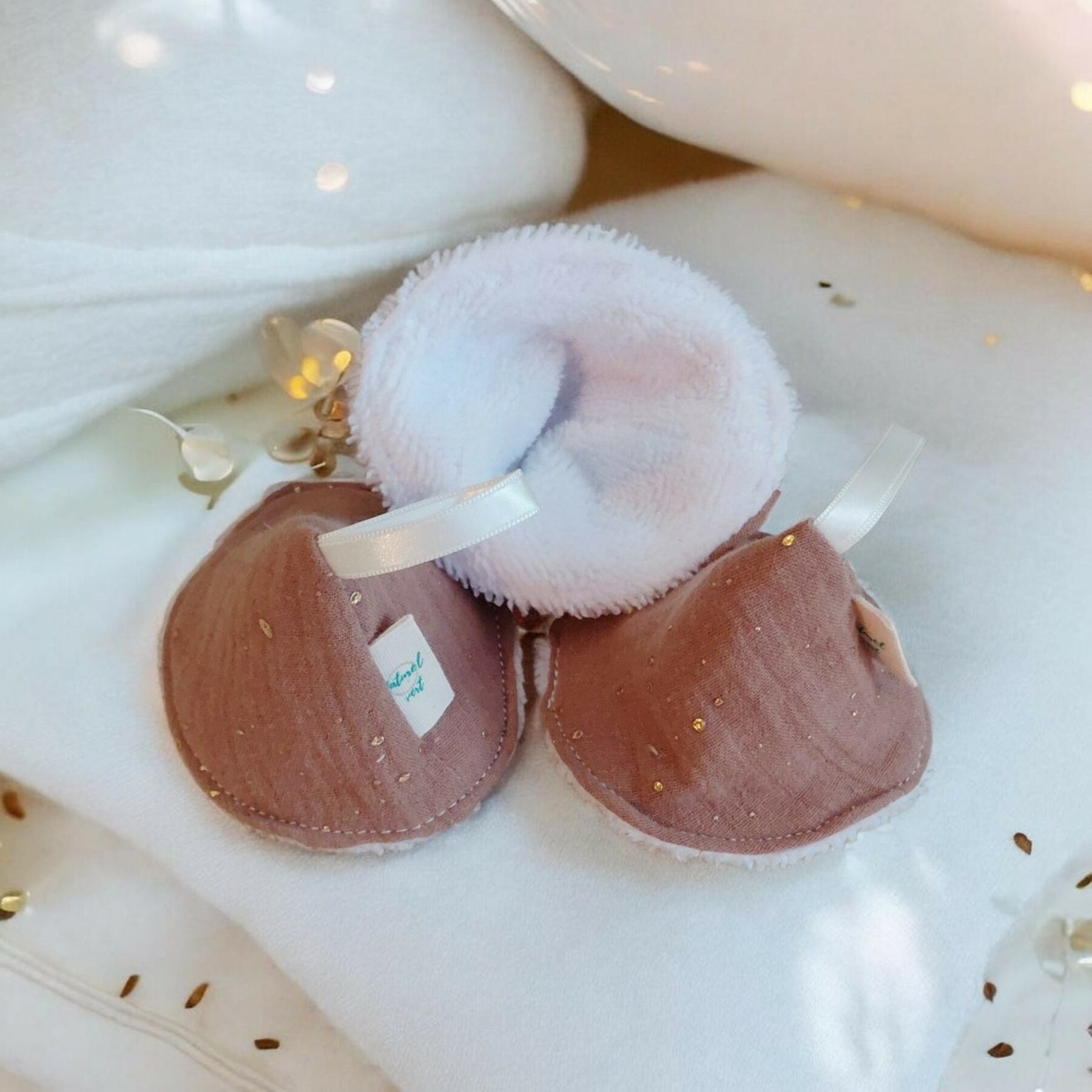 Lot de 3 tipis à pipi bébé en double gaze de coton et éponge de bambou – Fait main – Cadeau naissance – Image 2