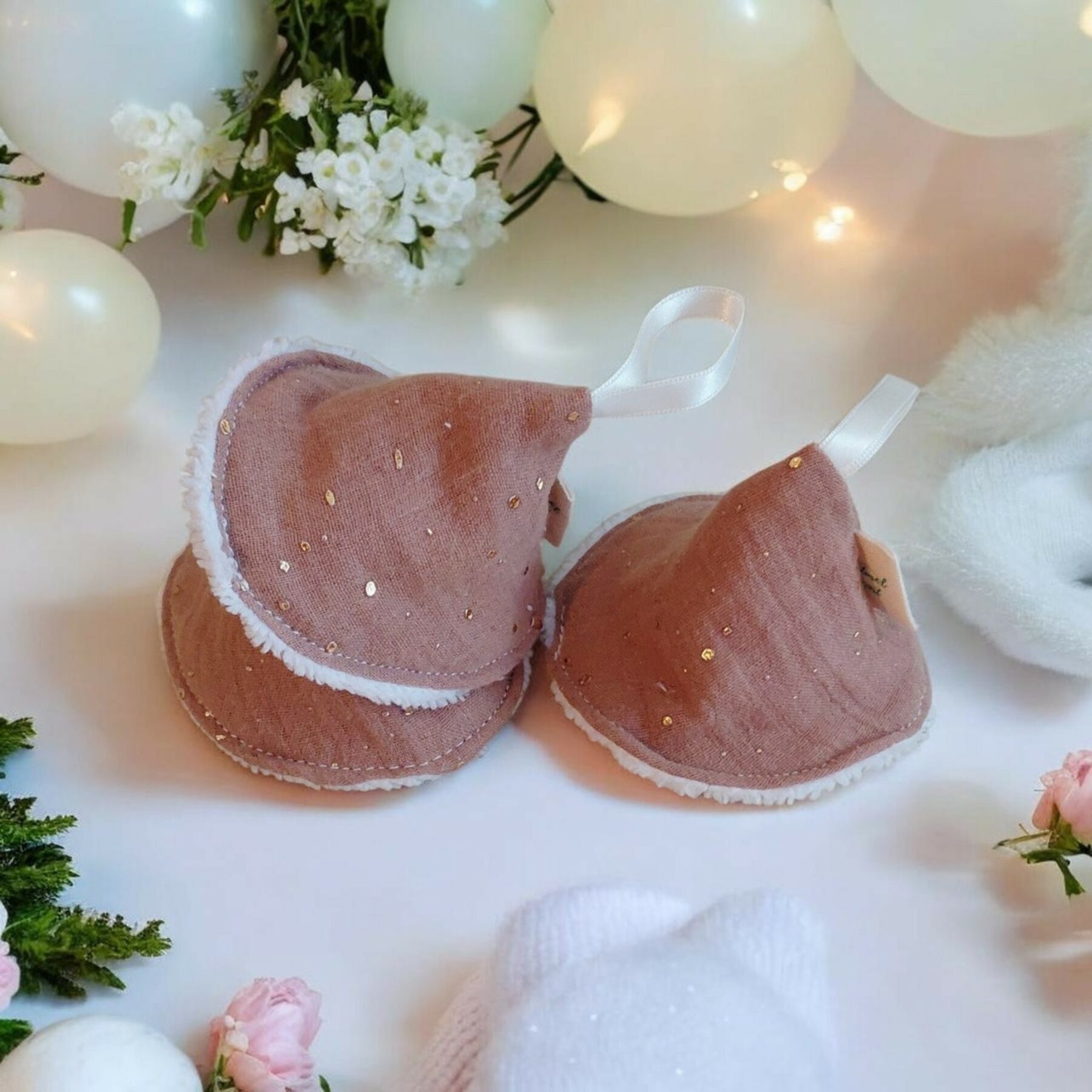 Lot de 3 tipis à pipi bébé en double gaze de coton et éponge de bambou – Fait main – Cadeau naissance