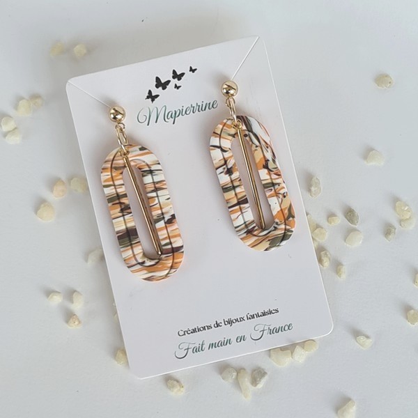 Boucles d'oreille femme fait main en pâte polymère Couleurs d'automne – Image 3