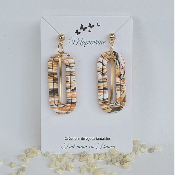 Boucles d'oreille femme fait main en pâte polymère Couleurs d'automne