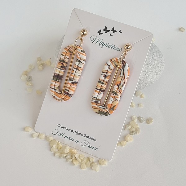 Boucles d'oreille femme fait main en pâte polymère Couleurs d'automne – Image 2