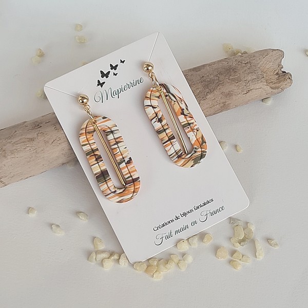 Boucles d'oreille femme fait main en pâte polymère Couleurs d'automne – Image 4