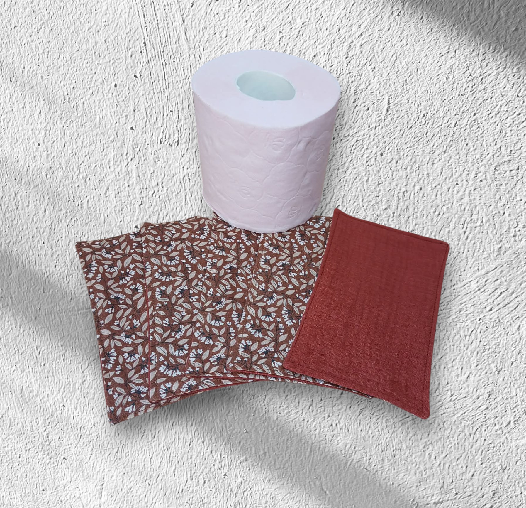 papier toilette lavable, réutilisable en lot de 5 feuilles coton /double gaze de coton modèle au choix – Image 12