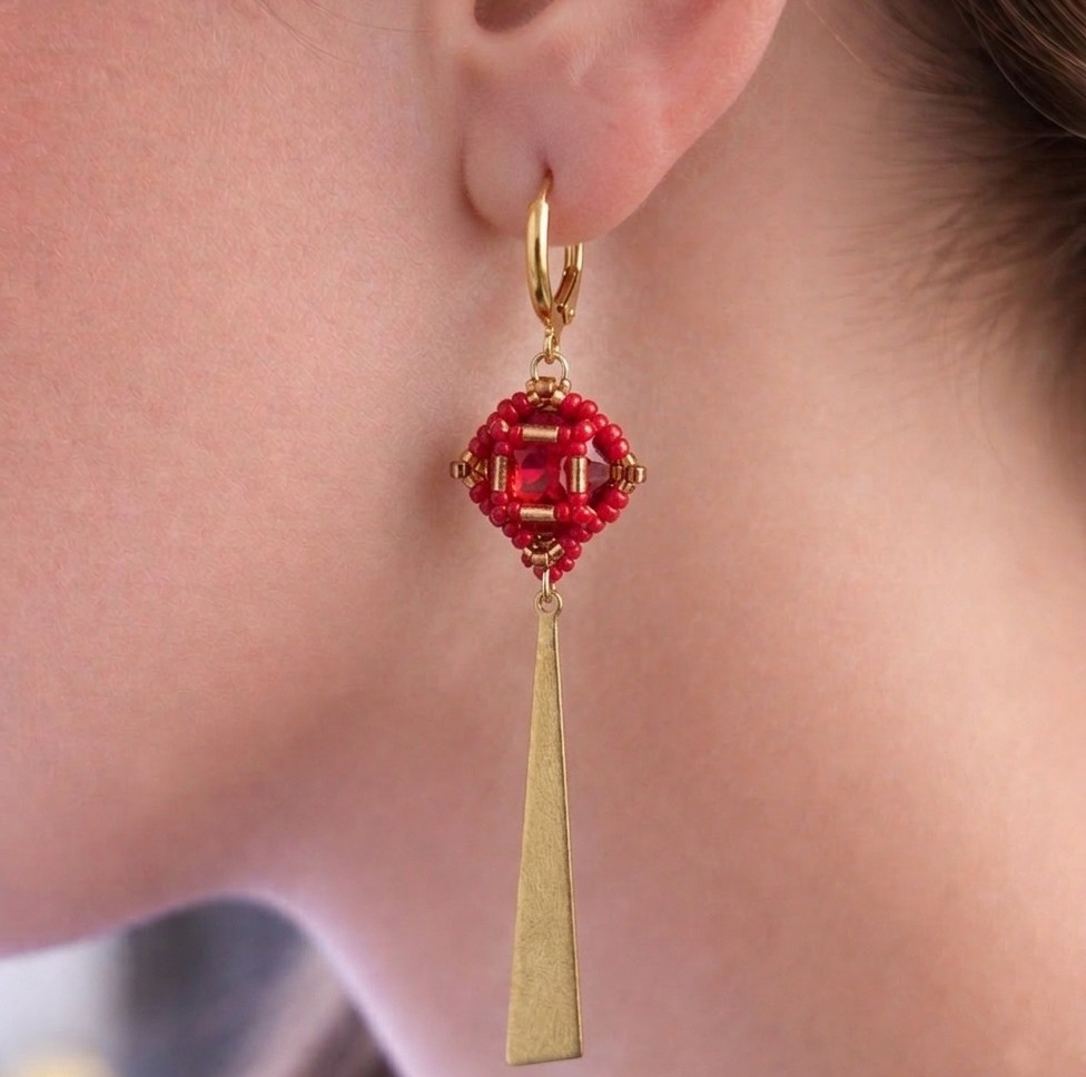 Boucles d'oreilles Gabrielle Rouge – Image 5