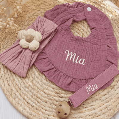 bandeau attache tétine fleur bavoir