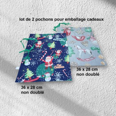 lot de sacs cadeau réutilisable et lavable en tissu
