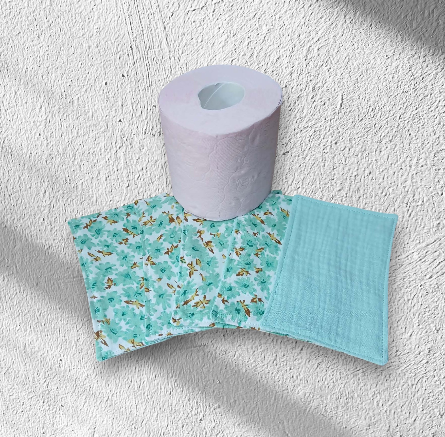 papier toilette lavable, réutilisable en lot de 5 feuilles coton /double gaze de coton modèle au choix – Image 14