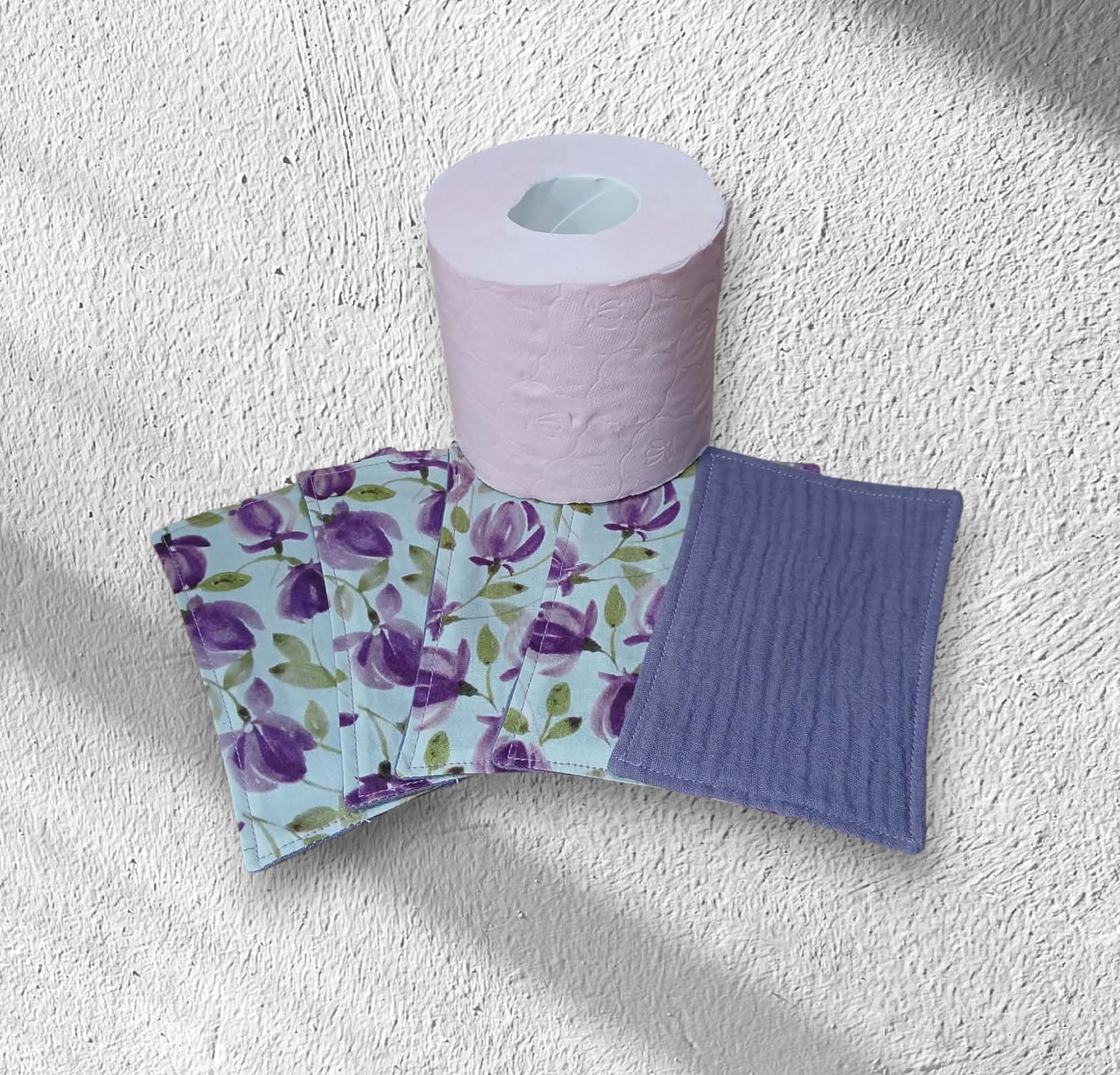 papier toilette lavable, réutilisable en lot de 5 feuilles coton /double gaze de coton modèle au choix – Image 15