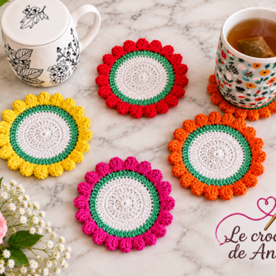 TUTO CROCHET – Dessous de verre au crochet , Motif au crochet , Fleur au crochet, Sous verre au crochet , Tutoriel de crochet facile !