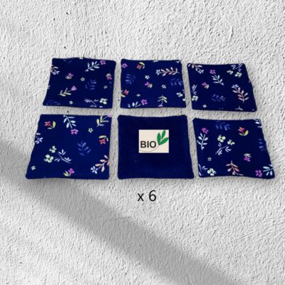Lot de 6 lingettes en coton et éponge bambou biologique modèle au choix