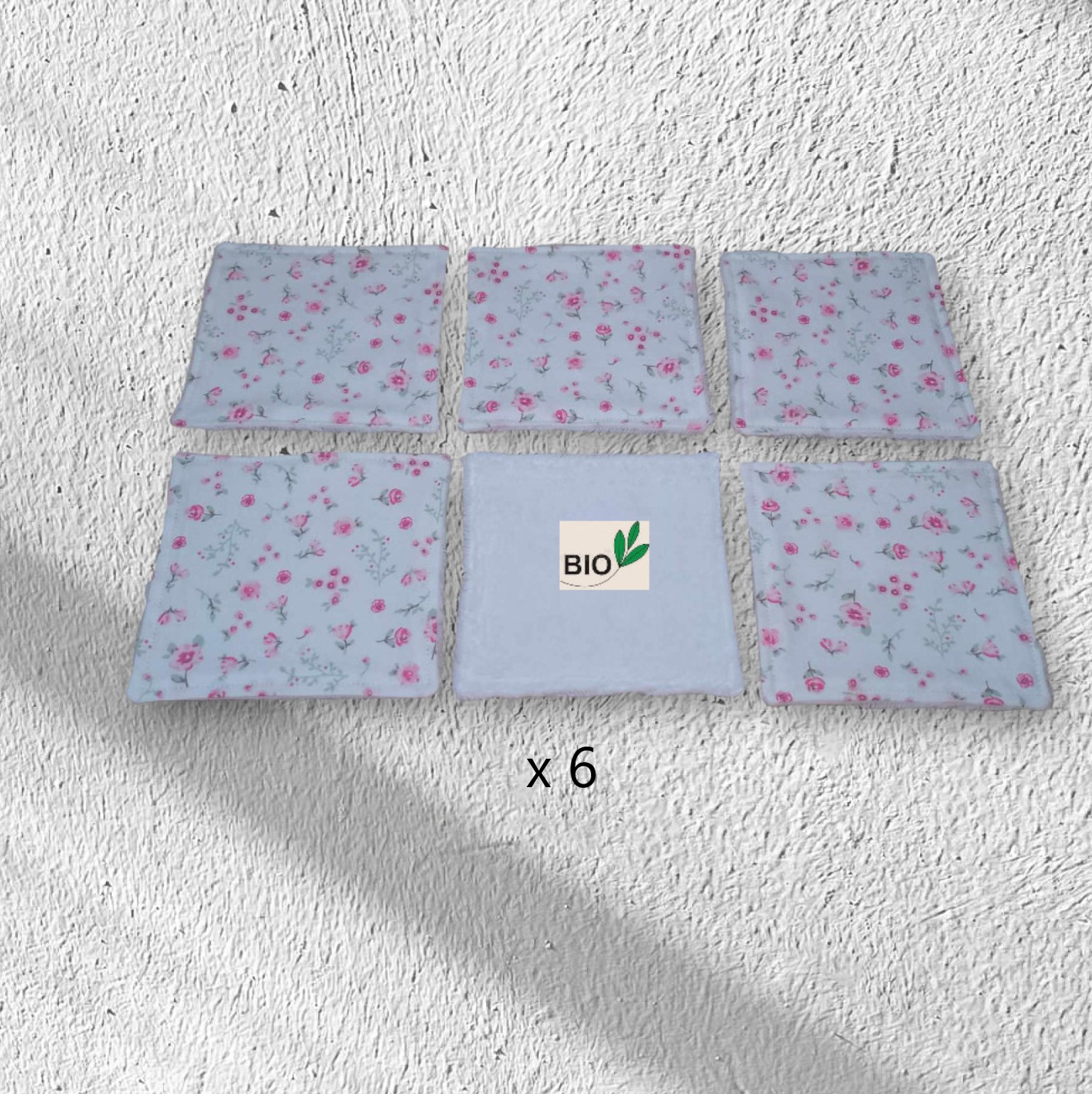 Lot de 6 lingettes en coton et éponge bambou biologique modèle au choix – Image 2