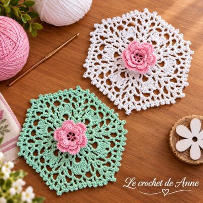 TUTO CROCHET – Motif fleur dentelle Irlandaise, Photos à chaque rang et schéma, Déco maison bohème, Applique en dentelle 8