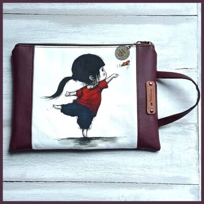 Trousse "L'envol" - Simili cuir lie de vin