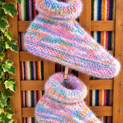 Chaussons en laine adulte-Chaussons-Chaussons maison-Accéssoire femme-Chaussons chinés