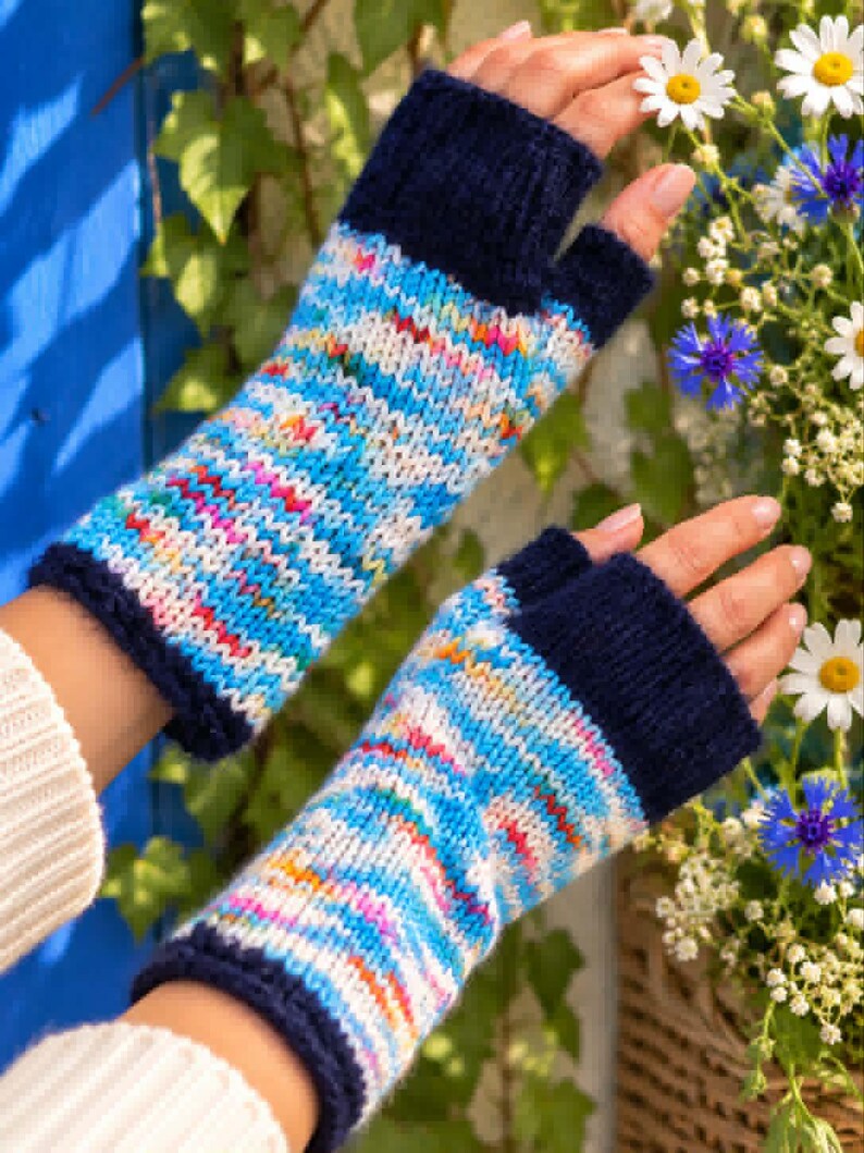 Mitaines - Mitaines en laine - Mitaines Bleues - Mitaines en laine teintée -Accéssoire femme - Cadeau