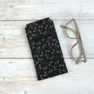 pochette lunettes tissu japonais libellules